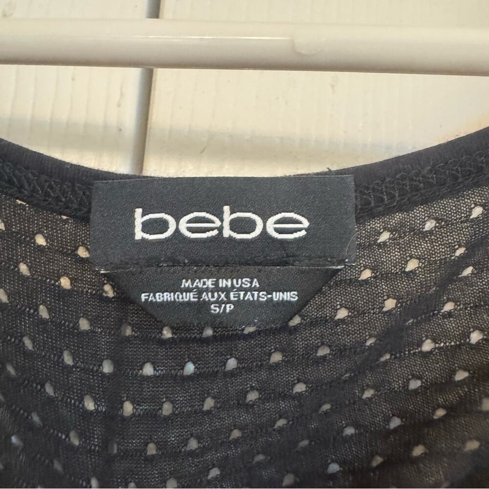 Y2K Bebe Women’s Black‎ Mesh Back Crystal Logo Short Sleeve T Shirt Size S Comfy - Picture 3 of 7